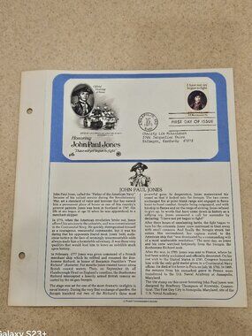 RARE COLLECTIBLE USPS 1ST DAY ISSUE COVER JOHN PAUL JONES STAMP ENVELOPE FDC